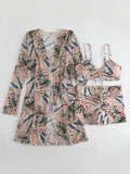 New Sexy 3 Pieces Suit for Women Neck Hanging Bikini Set+Cover-up Swimwear Sunproof Tankini High Waist Shorts Swimsuit Beachwear
