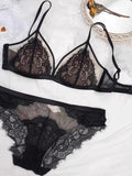Sexy Red Lingerie for Women - MOYISU Spring Triangle Cup Bra Set, Thin Tight-Fit Bralette with French Lace (CA Sizing 4 Colors)