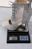 Silver Glitter Mesh Lace Up Summer Ankle Boots Women Peep Toe Zipper 10cm Stiletto High Heel Club Prom Dance Party Shoes Size 43