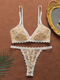 Beautiful thin bra Women's Lace Bralette & Thong Set No Wire Comfortable Underwear Sexy Lingerie for Women J2384