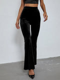 2026 Spring Fashion Velvet Pants Elegant Solid High-Waisted Slim-Fit Trousers Women's Flared Pants Streetwear Female Clothing