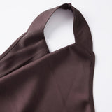 Women’s Solid Color Satin Cowl Neck Halter Tops Summer Fashionable Backless Slim Fit Going Out Vest