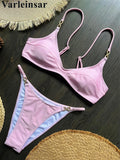 10 Colors V Neck Rhinestones Bikini Female Swimsuit Women Swimwear Two-pieces Bikini Set Padded Bather Bathing Suit Swim V8138