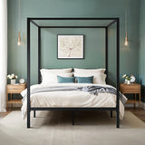 Hoomich Canopy Bed Frame Four Poster Metal Crossbar Easy Assembly