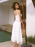 Foridol Summer White Dress Set Women 2pcs Matching Set Skirt Outfits Spaghetti Strap Top+skirt Set Vacation Beach Dress 2025