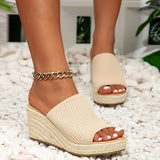 2024 Big Size 43 Women's Comfy Walking Wedge Espadrilles Sandals Summer Leisure Round Toe Platform Ankle Strap Shoes