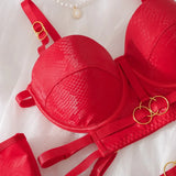 Toucheart Erotic Lingerie Hollow Seductive Shaping Bra Set Gathering Passionate Sexy Luxurious Intimate Underwear Four-piece Set