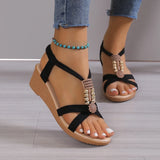 Wedge Sandals for Women Summer Comfortable Non Slip Beach Shoes Woman PU Leather Platform Roman Sandalias Mujer