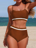 2026 Drawstring Strappy Bikinis Padded Swimsuit Women High Waist Swimwear Female Bathers Bathing Swimming Swim Suit Beachwear