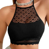 Women's Sexy Camisoles Backless Tanks Lace Mesh Brassiere Female Ribbed Women Bras Fashion Breathable Women Underwear Lingerie
