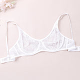 3 Pcs Womens Lace Bra Underwire BH Hollow Out Embroidery Perspective Sexy Underwear Lingerie Tops Plus Size Brassiere