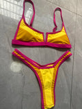 Splicing V Shaped Micro Thong Bikini Women Swimsuit Female Swimwear Two Pieces Bikini Set Push Up Bathing Suit Swim Beachwear