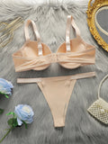 Suitable for small breasts thickening brassiere Sexy Underwire Two Piece Push Up Bras Lingerie Set For Women B2051