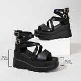 Super High Heel Women Sandals  Inner Height Increase Wedge Sandals for Women Peep-toe Platform High Heeled Sandals Sandalias