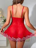 Sexy Nightgown Women Sleepwear Dress Sling Elegant Costume Embroidered nightdress Pajama Set With Thongs Baby Doll