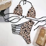 Bikini 2026 Sexy Women High Waist Hollow Leopard Swimsuit Swimwear Bikini Set Bathing Suit Female Stroje Kapielowe Damskie Mujer