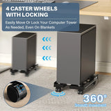 New CPU Stand Adjustable Bracket PC Holder Cart Mobile Computer Tower Stand with Rolling Caster Wheels Adjustable Desktop Stand