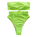 2026 Sexy Bikini Bandeau Women Swimwear Swimsuit Push Up Solid High Waist Bikinis Set Bathing Suit Bikini Female Waistband Decor