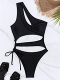 Cut Out Asymmetric One Shoulder One Piece Swimsuit Women Swimwear Female Monokini High Cut Bather Bathing Suit Swim Beachwear