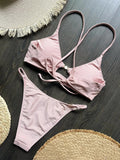 2026 Cross Back Hollow Out Bikini Women Swimsuit Female Swimwear Two-pieces Bikini Set High Cut Bather Bathing Suit Swim Lady