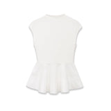 Women's Fashion Casual Sleeveless Half-High Collar Short Skirt Hem Top White Sleeved Peplum Top High Neck Slim Fit Casual KUAT