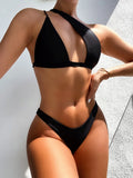 2026 Asymmetric One Shoulder Bikini Women Swimsuit Female Swimwear Two Pieces Bikini Set Hollow Out Bathing Suit Swim Beachwear
