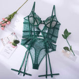 Toucheart Lace Sexy Skinny Babydoll Bodysuit Embroidery Erotic Private Adult Suit Solid Color Patchwork High Waisted Sexy Set
