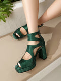 Summer Sexy Gladiator Women Sandals Designer Peep Toe Hollow Out High Heels Platform Party Ladies Shoes Zipper Sandales Femmes