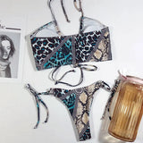 Sexy High Cut Leopard Bikini Women Thong Swimwear Female Swimsuit Two-pieces Bikini set Lace Up Bather Bathing Suit Swim Lady