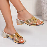 Gold Super High Heels Summen Women Sandals Designer Strange Hollow Heels Ladies Squared Toes Mules Slippers Plus