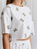 Summer Sleepwear Women's Two-pieces Pajamas Set Breathable Printing Casual Short Sleeved Tops and Shorts Sets Loungewear