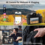 Flip Screen 16X 56MP Digital Camera For Photography Video Recording 4K Vlog Camcorder Youtube Livestreaming Wifi Webcam Selfier