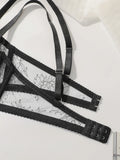 2-piece black lace ultra-thin transparent lingerie set sexy solid color set women's bra party thong underwear MR3406