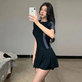 Female One-piece Conservative Student Dress Slimming Ins Sporty Super Fairy Hot Spring Swimsuit