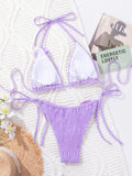 DEKA Women Sexy Thong 3D Flowers Bikini Set Halter Strappy Bikini Thong Swimwear Female Swimsuit Two-pieces Bather Bathing Suit
