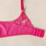 Sexy underwear French ultra-thin embroidered love mesh bra big breasts showing small sexy underwear set