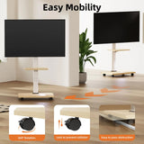 Floor Rolling TV Stand with Wheels, Mobile TV Cart for 26-75 Inch TVs up to 99 lbs, TV Stand with Swivel and Height Adjustment