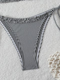 Halter Triangle String Bikinis 2026 Women Sexy Striped Swimsuit Ruffle  Swimwear Female Bathers Bathing Swimming Swim Suit