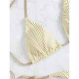 Sexy Wrinkled Halter Brazilian Bikini Female Swimsuit Women Swimwear Two-Pieces Bikini Set Bather Bathing Suit Swim Lady V4101