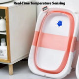Foldable Baby Bath Tub With Cushion Thermometer Non Slip