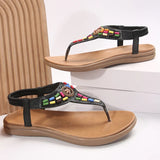 Fashion Mix Color Bohemian Sandals for Women 2025 New Clip-Toe Flat Heels Gladiator Shoes Woman Pu Leather Non-Slip Sandals