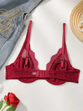Red High-Quality Lace Bra Sexy Steel Ring Lifted Semi-Transparent Women's Underwear Lingerie for Enhanced Femininity