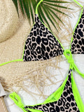 Zebra Print Halter micro Bikini 2025 women Bandeau String Swimsuit Female swimwear Neon Shiny bikini set Leopard Bathing Suit