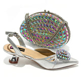 Doershow nice African Shoes And Bag Matching Set With silver Hot Selling Women Italian Shoes And Bag Set For Wedding HGY1-1