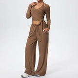 3 Pcs Women's Seamless Yoga Set Sports Fitness Gym Slim-Fit Long Sleeve & Tank Top Suits Workout Running Training Sets