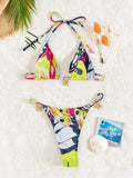 sexy butterfly print halter bikinis sets two pieces biquini thong swimsuit Swimwear Biquini conjunto de bikini tankini beachwear