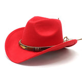 Women Men Wide Brim Floppy Cowboy Hat Western Style Wool Felt Flat Top Cap Classic Vintage Bowler Hat Party