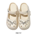 Cute DIY Bow Knot Indoor Street Slippers For Women Fashion Clogs Female Summer Shoes Soft EVA Anti-slip Ladies Home Beach Slides
