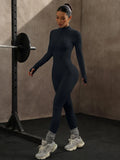 High Elasticity One-Piece Fitness Bodysuit Seamless Yoga Training Suit Butt-Lifting Zipper Design for Women's Active Wear