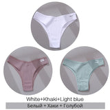 3Pcs/Set Women Cotton Panties Sexy V Waist Briefs T-Back Brazilian Underpants Female M-XL Underwear Girls Breathable Intimates